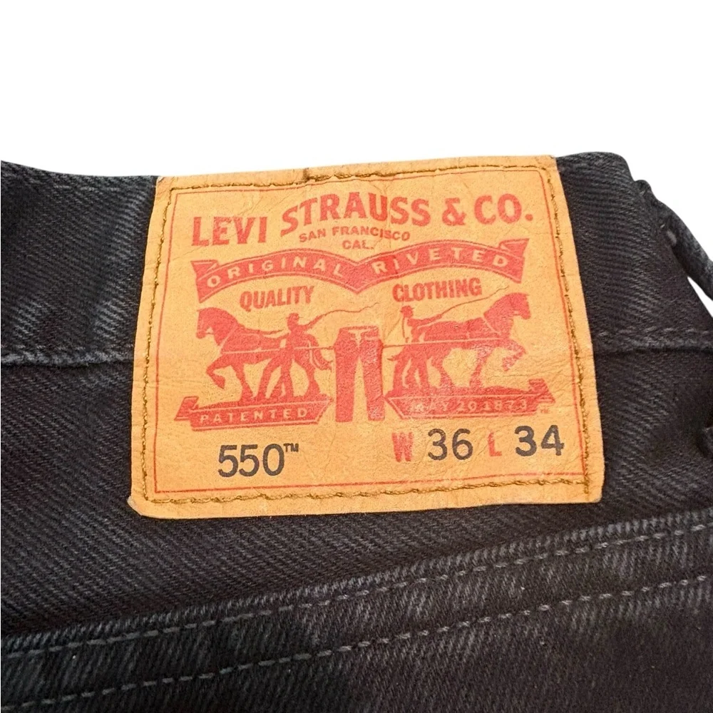 Levi's 550 Men's Relaxed Fit Black Denim Jeans 36x34